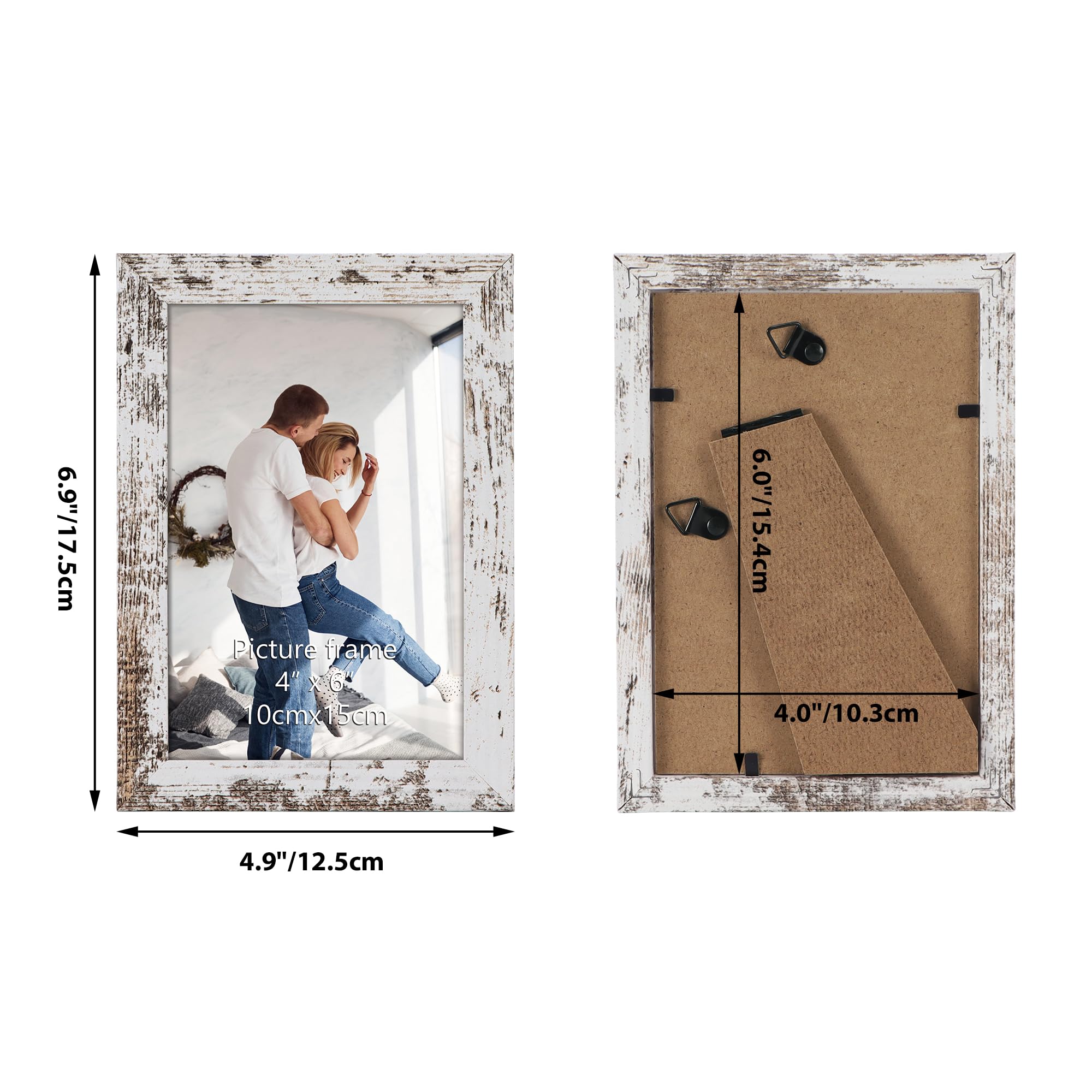 Edenseelake 4x6 Picture Frame Set of 15, Distressed White Farmhouse Wood Photo Frame 4 by 6 for Wall or Tabletop Display